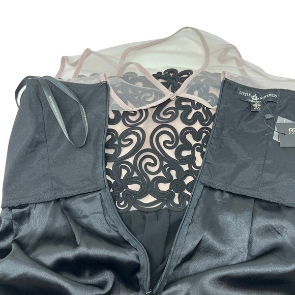 Little Mistress Black Sleeveless Embroidered Illusion Formal Gown Dress Sz 4 NWT - Picture 13 of 16
